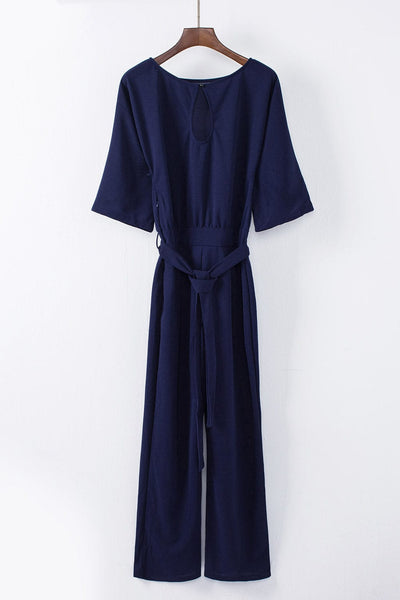 Women's Off-Shoulder Wide Leg Jumpsuit with 3/4 Sleeves