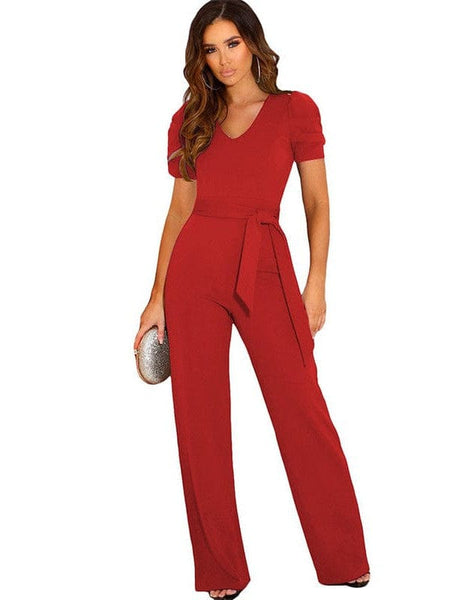 Women's Off-Shoulder Wide Leg Jumpsuit with 3/4 Sleeves