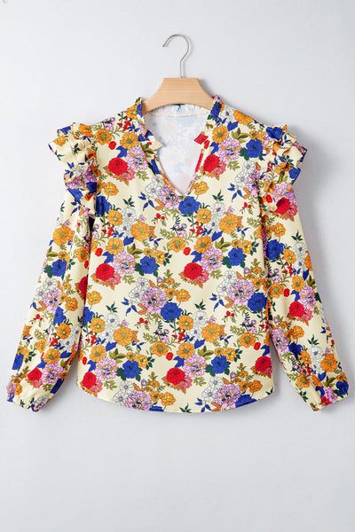 Elegant Women's Floral Long Sleeve Blouse - Lightweight, Casual Fit Perfect for Spring and Summer Style
