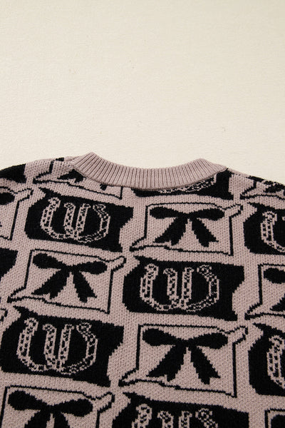 Cozy Boho Chic Western Print Sweater for Women - Stylish Earthy Tone Knitwear with Trendy Fit and Design