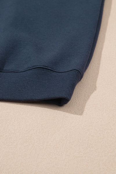 Navy Blue Women's Cozy Drop Shoulder Sweatshirt & Joggers Set for Effortless Style and Everyday Comfort