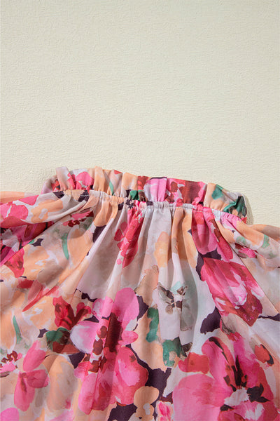 Stylish Women's Red Floral Ruffled Button-Up Shirt - Loose Fit, Perfect for Summer Casual Wear and Comfort