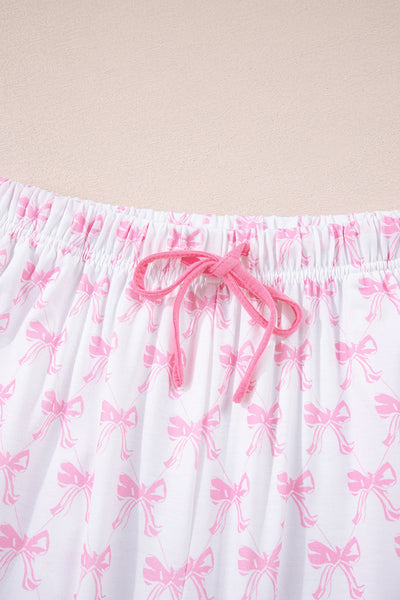 Cozy Women's Bow Print Cotton Pajama Set Stylish Sleepwear for Relaxed Nights and Comfortable Lounging