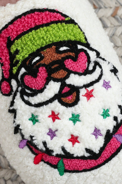 Women's Plush Santa Claus Slippers with Embroidered Stars