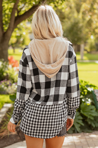 Stylish Women's Black Plaid Shacket - Oversized Jacket for Cozy Casual Fall and Winter Outfits