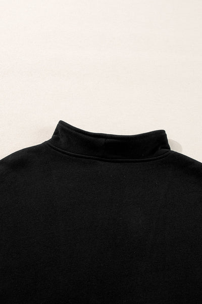 Cozy Women's Black Zip-Up Sweatshirt with Stand Collar & Kangaroo Pocket Stylish Everyday Essential for Comfort