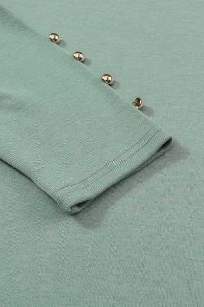 Stylish Women's Green Puff Sleeve Sheath Top with Button Detail - Perfect for Everyday Comfort and Chic Looks
