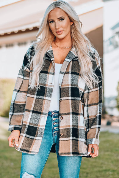 Cozy Fit Women's Plaid Button-Up Shirt Jacket Versatile Layering Essential for All Seasons and Styles