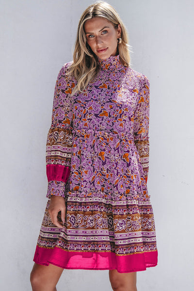Elegant Floral Puff Sleeve Dress for Women - Comfortable Summer Style, Ideal for Parties and Casual Outings