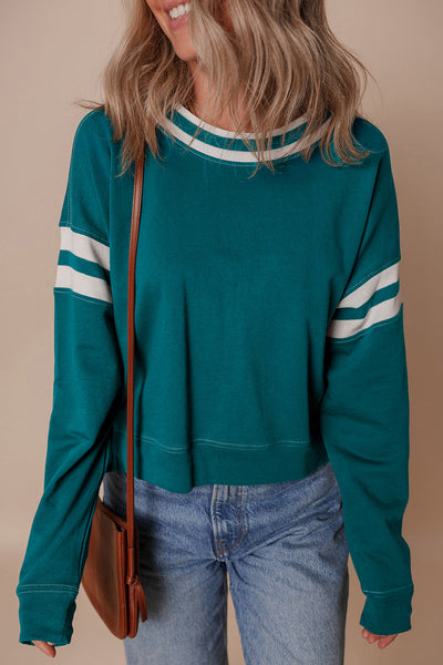 Cozy Women's Striped Sweatshirt in Soft Cotton Blend, Relaxed Fit for Effortless Casual Style and Everyday Comfort