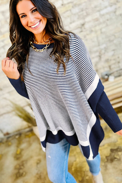 Trendy Women's Color Block Knit Sweater - Cozy Long Sleeve Pullover for Effortless Fall & Winter Fashion