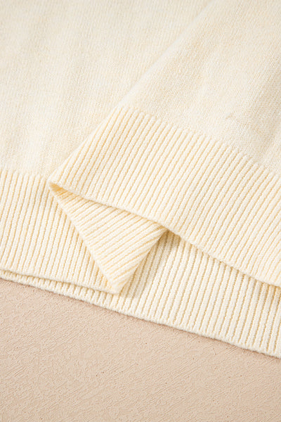 Women's Button-Cuff Raglan Bishop Sleeve Sweater in Cream