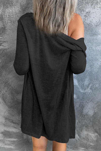 Stylish Women's Black Open-Front Cardigan with Button Details  Cozy Layering Essential for Any Occasion