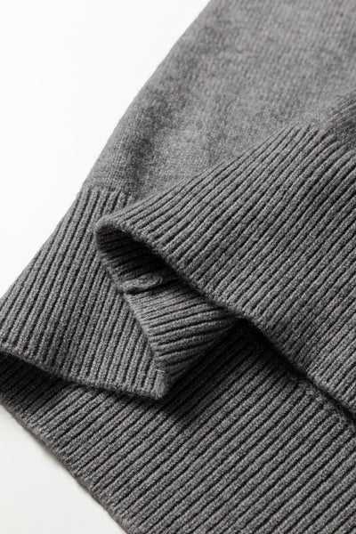 Women's Lace-Trim Knit Sweater with Buttoned Cuffs in Sleet Gray