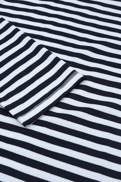 Classic Striped Kangaroo Pocket Hoodie with Drawstring