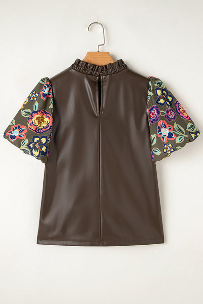 Chic Women's Floral Puff Sleeve Blouse - Elegant Summer Top with Comfortable Fit and Trendy Design