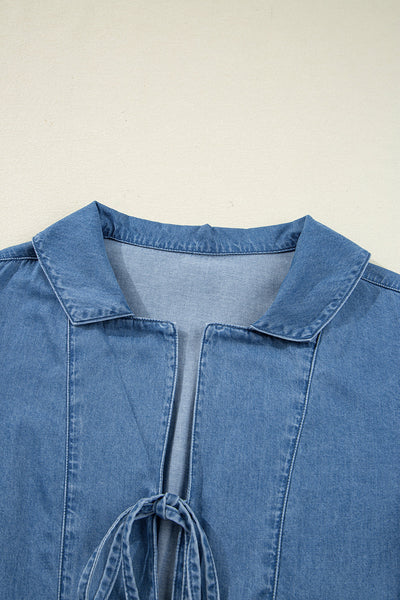 Chic Women's Blue Denim Peplum Top with Flattering Fit for Effortless Casual Style and Everyday Comfort