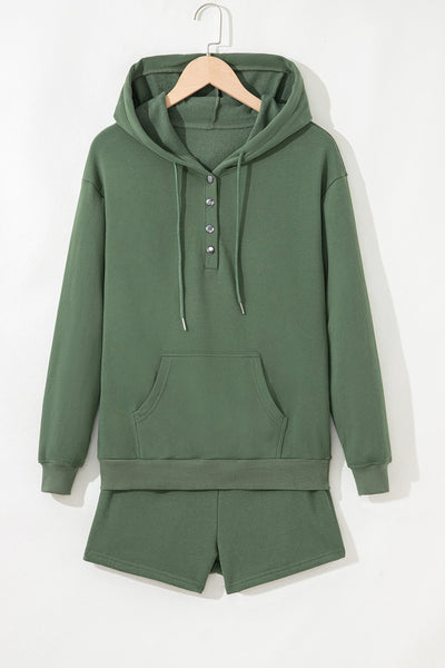 Women's Soft Cotton Casual Hoodie Short Set - Comfy Summer Lounge Wear for Relaxed Days and Outings