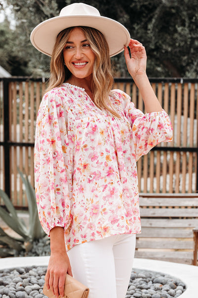 Stylish Women's Pink Floral Blouse - Lightweight Short Sleeve Top for Casual and Dressy Occasions