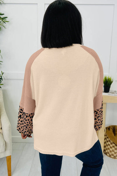 Women's Leopard Star Waffle-Knit Color-Block Sweatshirt