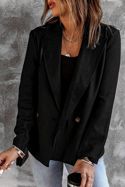 Lapel Neck Blazer with Button Front, Stylish Long Sleeve Jacket for Office & Work, Women's Apparel