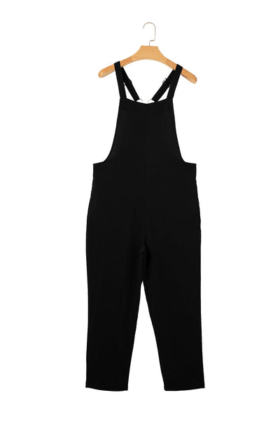 Spring and Summer Women's Casual Slant Pocket Jumpsuit with Buttons