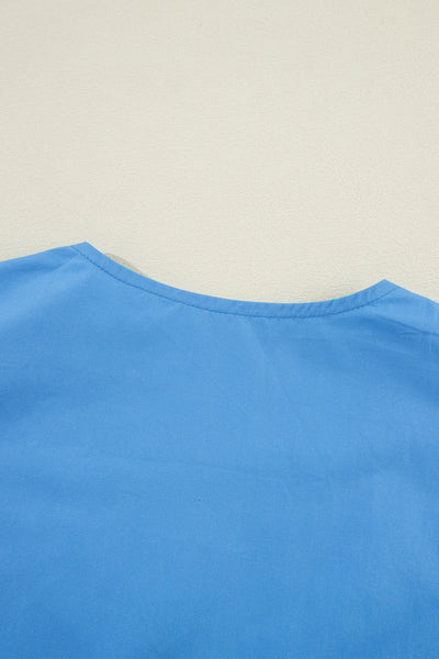 Jacquard fur ball V-neck loose solid color elastic waist dress