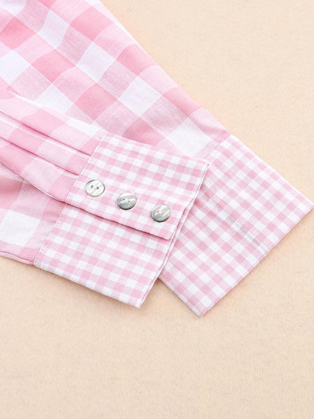 Pink Gingham Oversized Button-Down