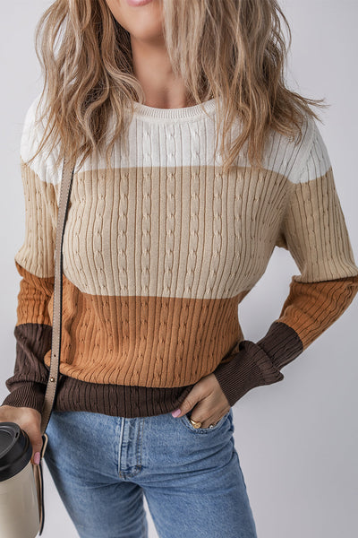 Trendy Women's Colorblock Knit Pullover Sweater - Cozy, Stylish Fit in Beautiful Shades for Effortless Everyday Wear