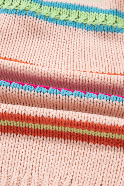 Chic Women's Oversized Multicolor Striped Knit Cardigan - Cozy Open Front Layer for Stylish Fall Outfits