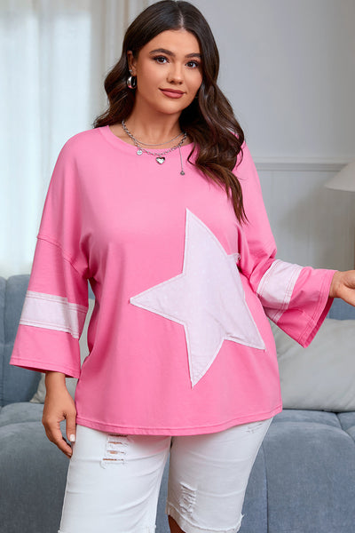 Plus Size Women's Flattering Pink Casual Top in Soft Fabric for Comfortable Everyday Style