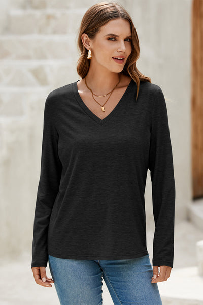 Stylish Women's Black Long Sleeve Top - Comfortable Fit, Versatile Design for Everyday Fashion and Casual Outings