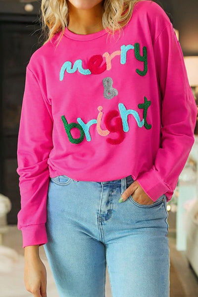 Women's Vibrant Rose Merry and Bright Chenille Graphic Sweatshirt with practical styling and dependable silhouette control.