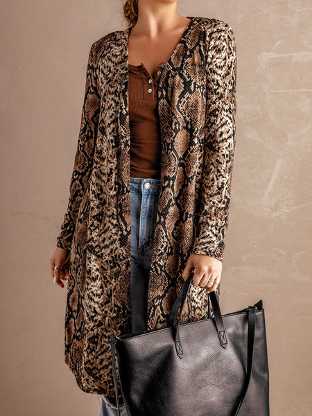 Leopard Print V-Neck Long Cardigan