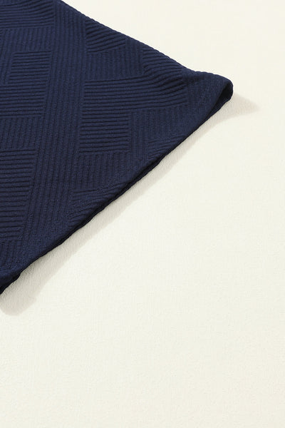 Women's Navy Blue Ultra Loose Textured 2-Piece Slouchy Set for Effortless Comfy Casual Wear