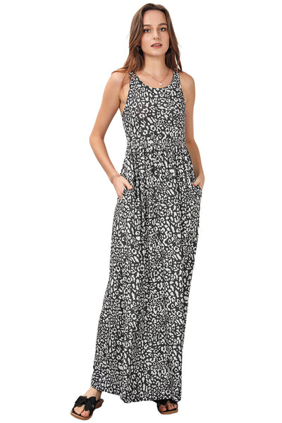 Women's Round Neck Sleeveless Polka Dot Print Dress