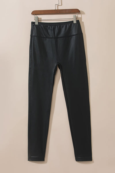 Stylish Women's Black Faux Leather Skinny Leggings for a Sleek Fit - Ideal for Casual Outings or Night Out Elegance