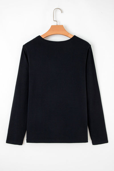 Elegant Black Long Sleeve Women's Top - Stylish, Comfortable Fit Perfect for Everyday Wear and Versatile Layering
