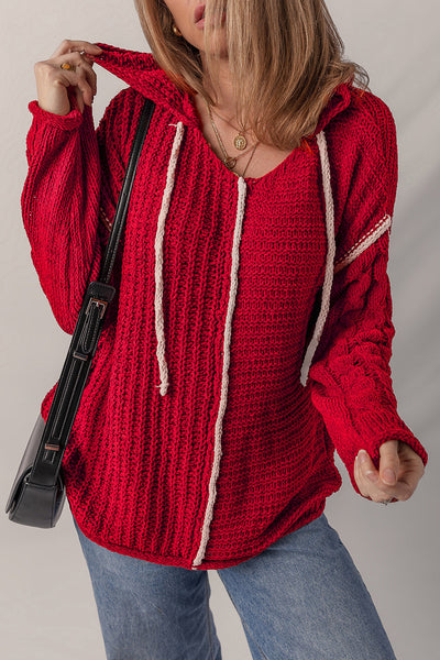 Women's Soft Knit Hooded Sweater - Cozy Casual Fit, Stylish Design for Effortless Fall and Winter Looks