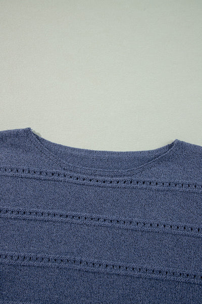 Cozy Women's Real Teal Boat Neck Sweater with Drop Shoulders & Pointelle Knit for Chic Fall Fashion