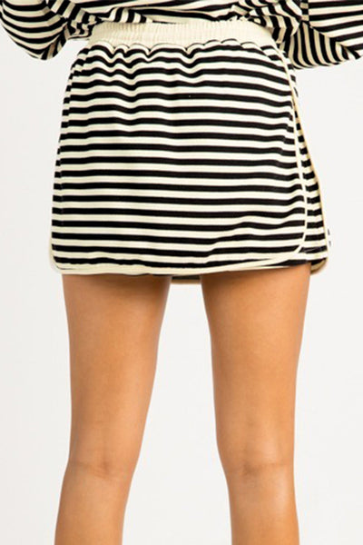 Women's Striped Two-Piece Skirt Set with Drop Shoulder Top