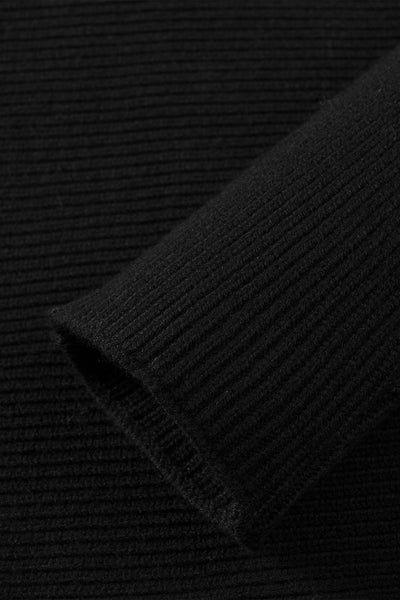 Elegant Off-The-Shoulder Black Knit Sweater