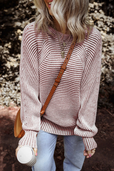 Chic Women's Soft Cotton Blend Striped Knit Sweater - Cozy Casual Style for Everyday Comfort and Versatility
