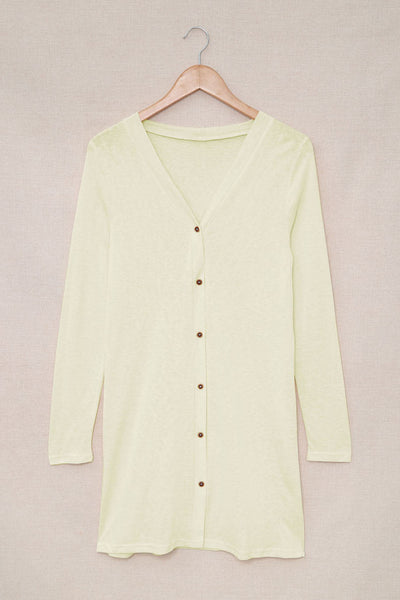 Stylish Beige Open-Front Cardigan for Women  Lightweight Layering Piece with Buttons for Effortless Chic Looks