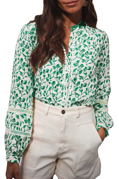 Women's Short Sleeve Floral Print Button-Up Shirt - Chic Casual Top for Spring/Summer Fashion