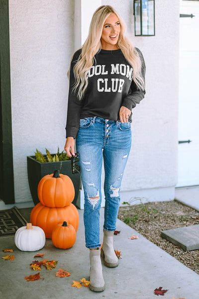 Chic Gray Drop Shoulder Sweatshirt for Trendy Moms - Soft, Comfortable Style Perfect for Everyday Fashion
