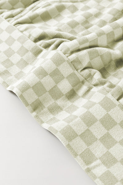 Women's Green Checkered Hoodie with Kangaroo Pocket and Drawstring - Casual, Comfortable Fit for Everyday Wear