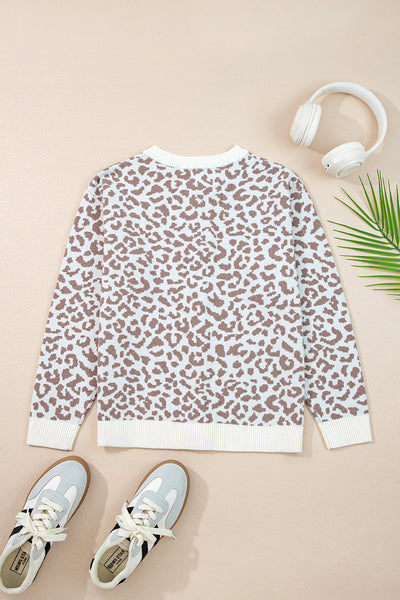 Chic Women's Oversized Leopard Print Cardigan - Cozy Knit Sweater for Effortless Layering and Everyday Style