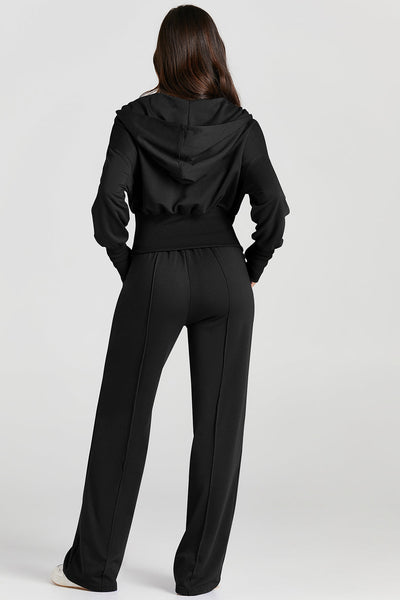 Stylish Women's Black 2-Piece Tracksuit Set Comfortable Activewear for Casual Outings and Everyday Wear