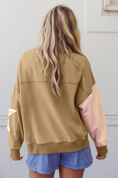 Women's Star Patchwork Relaxed Sweatshirt in Sage and Blush with practical styling and dependable silhouette control.